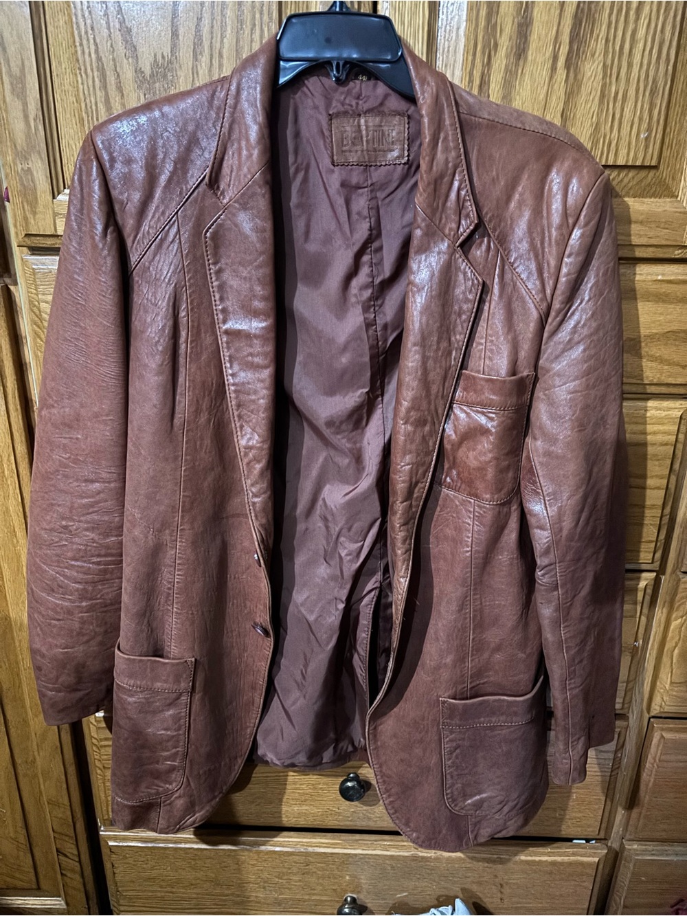 Men's Brown Leather Blazer Jacket - Lightweight Casual Shirt Jacket